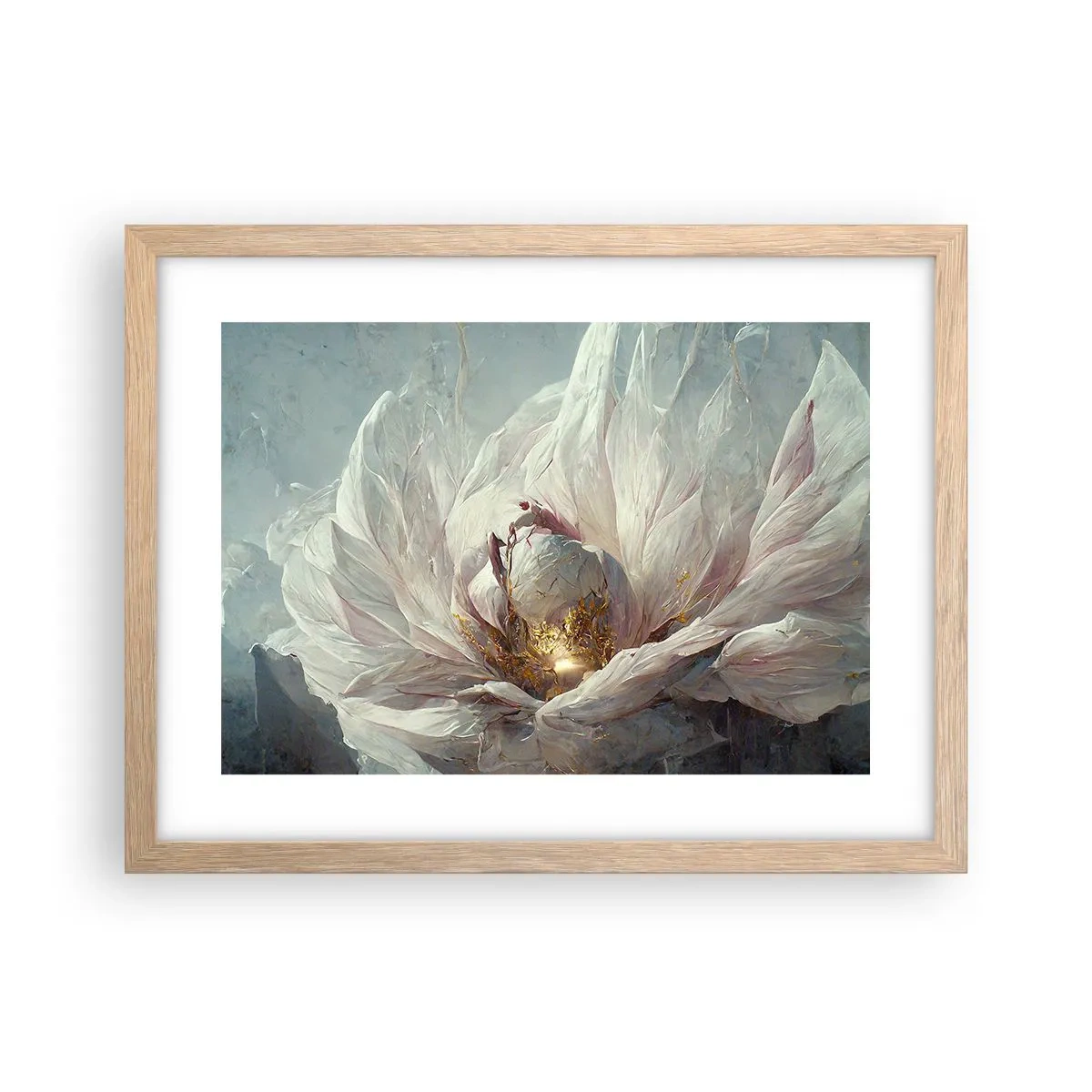 Een poster in een licht eiken lijst - Hij bloeit eens in de honderd jaar - 40x30 cm