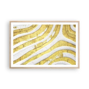 Een poster in een licht eiken lijst - Compositie in wit en goud - 91x61 cm
