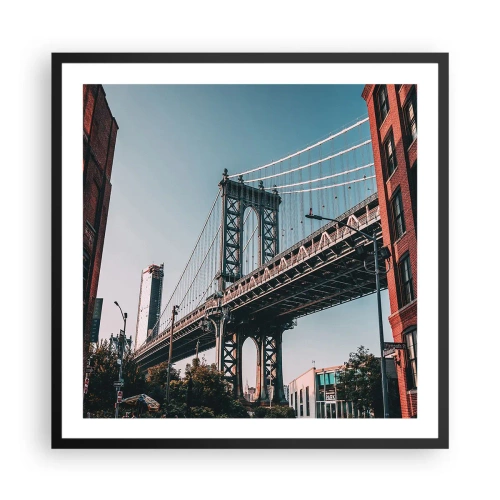 Poster in een zwarte lijst - Over de golven van de stad - 60x60 cm