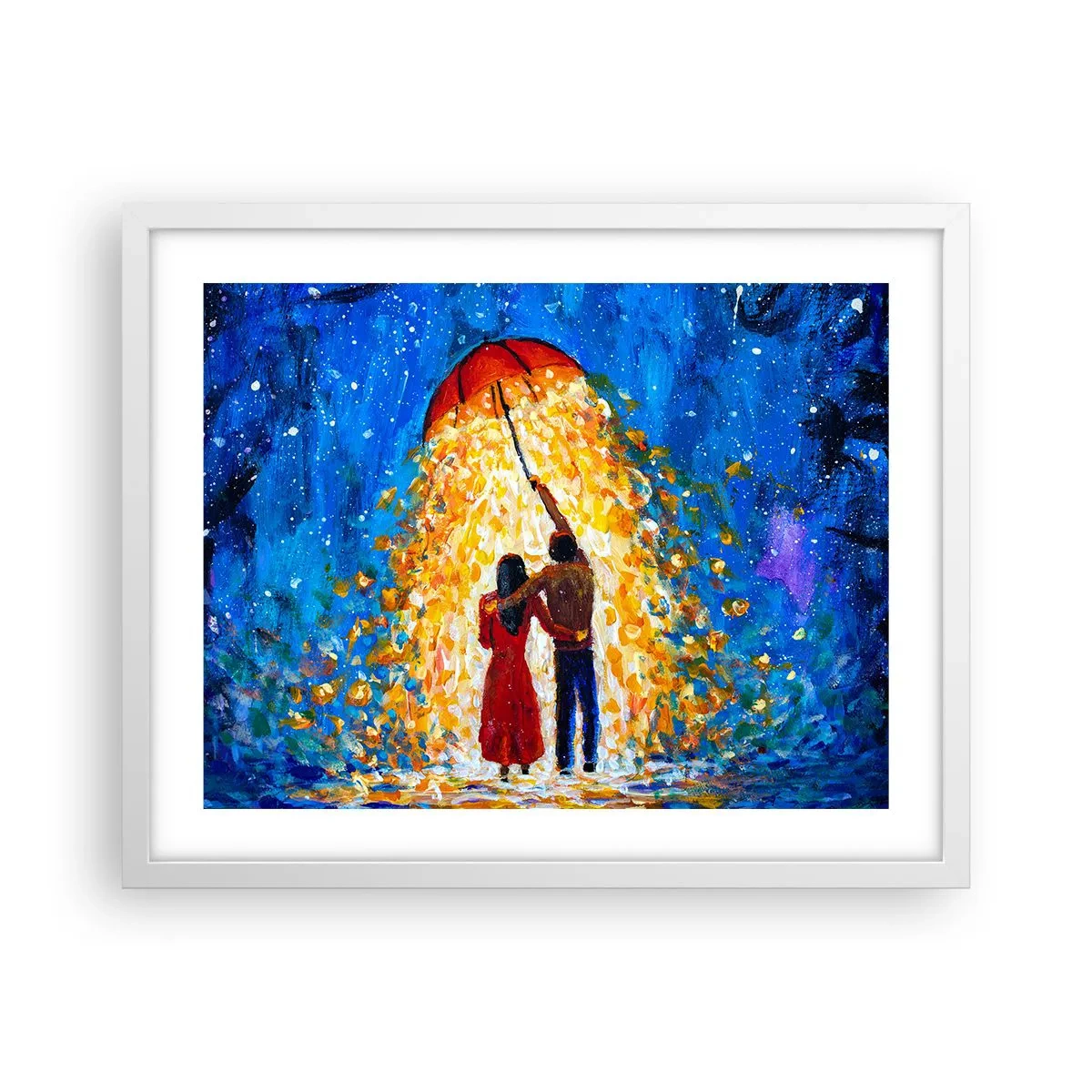 Poster in een witte lijst - De magie van een regenachtige avond? - 50x40 cm
