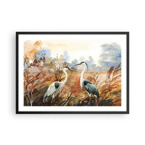 Poster in een zwarte lijst - Waarheen in de herfst? - 70x50 cm