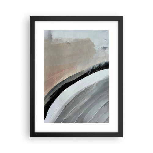 Poster in een zwarte lijst - Compositie: boog van zwart en grijs - 30x40 cm