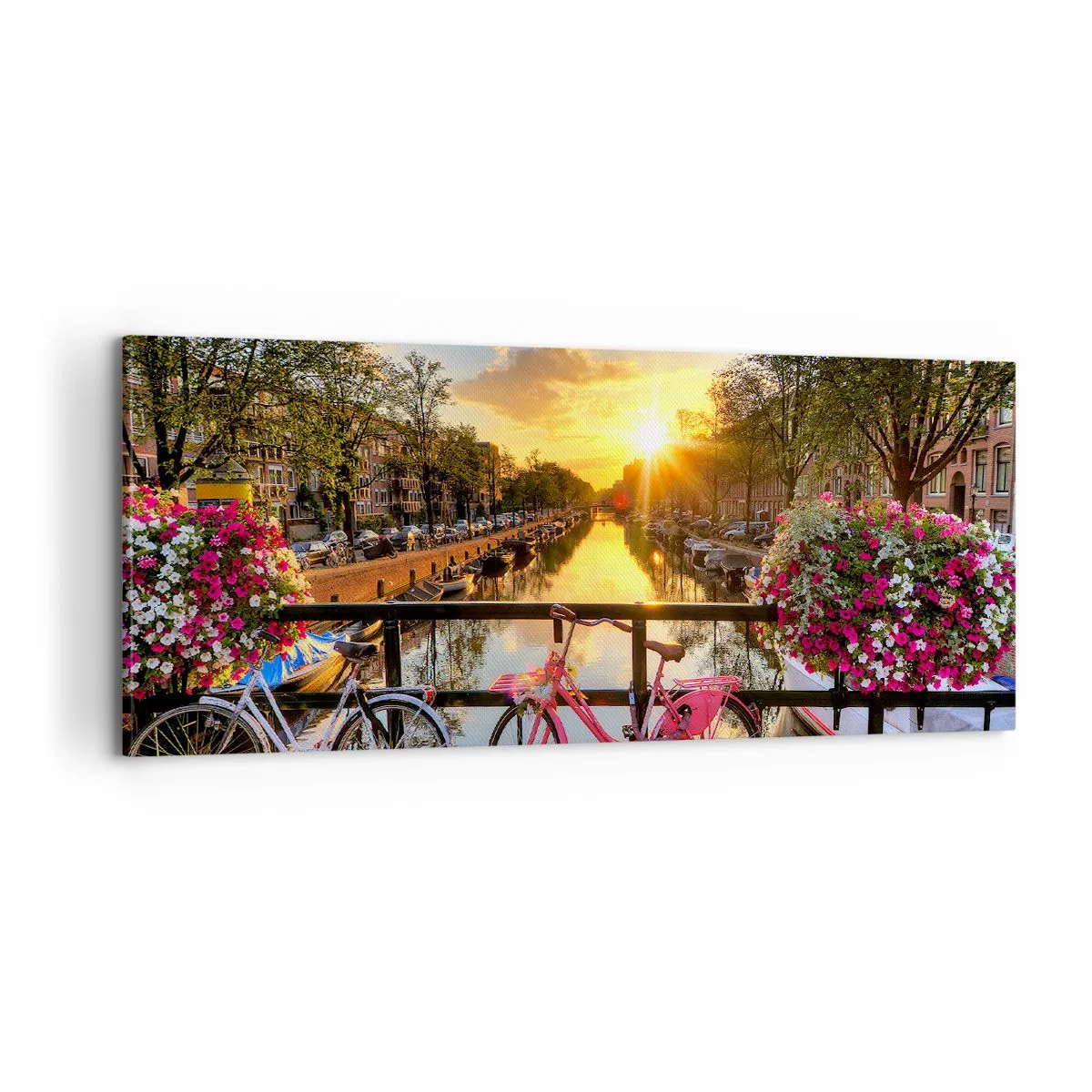 Schilderen op canvas - Lenteochtend in Amsterdam - 100x40 cm