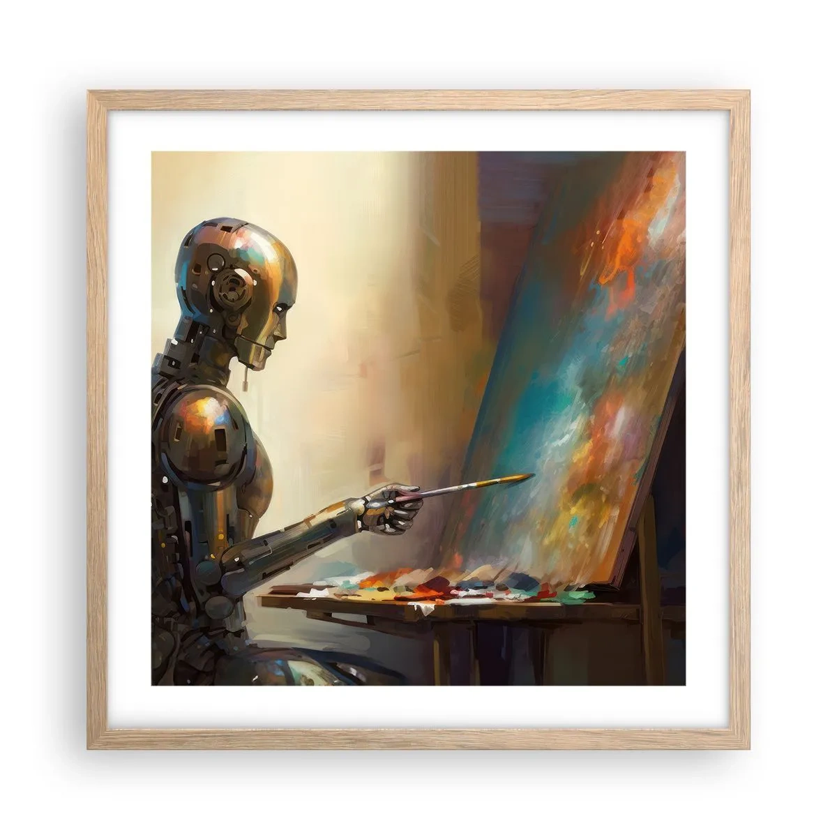 Een poster in een licht eiken lijst - De kunst van de toekomst - 50x50 cm