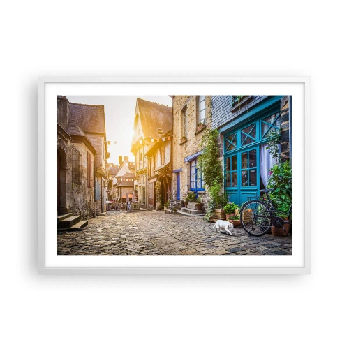 Poster in een witte lijst - De witte geest van het stadje - 70x50 cm