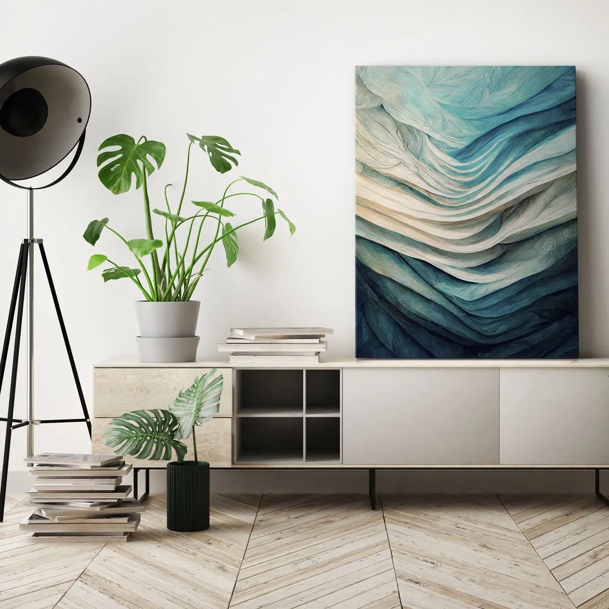 Schilderen op canvas - Blauwe onverzadigbaarheid - 65x120 cm