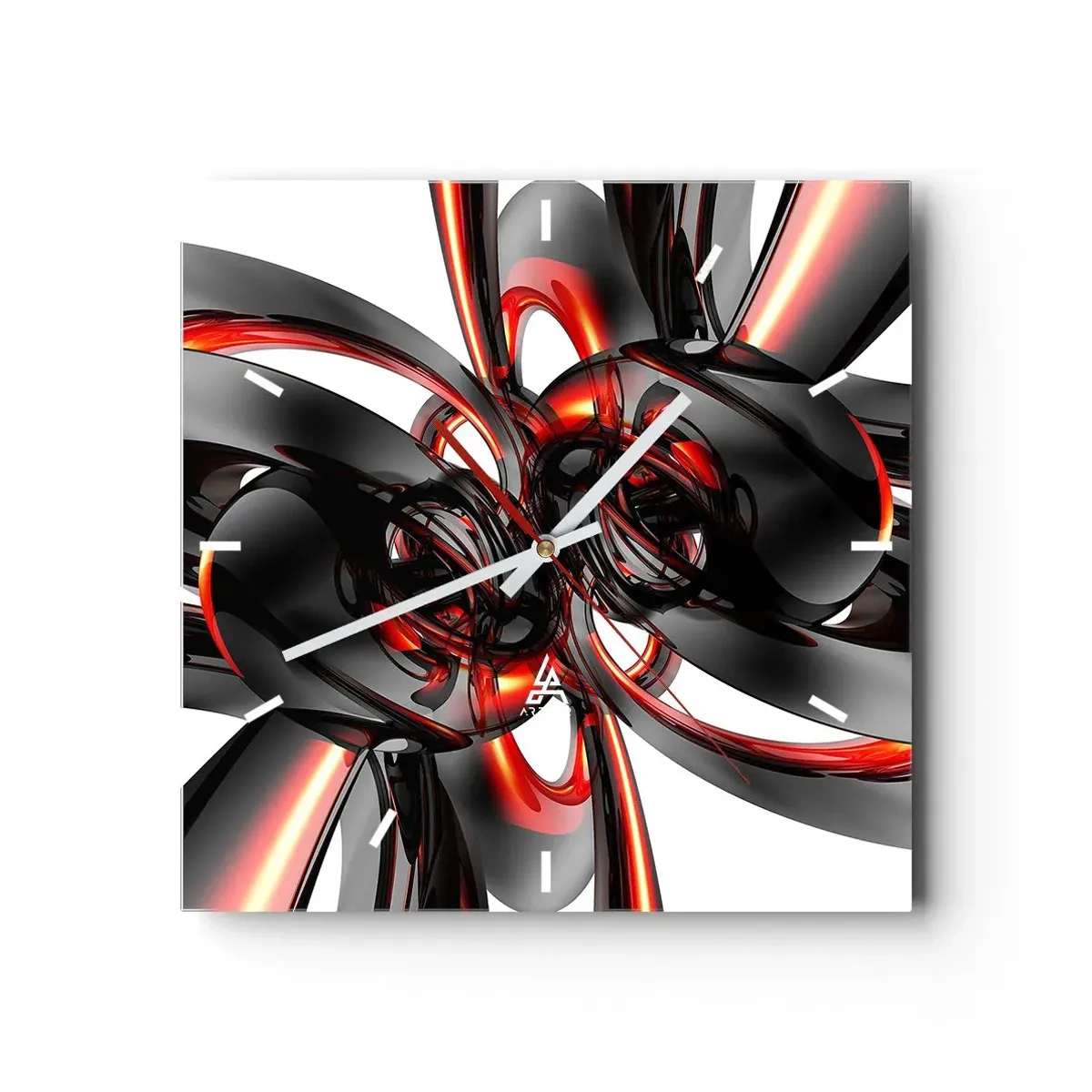 Wandklok - Klok - Beweging in grafiet en rood - 30x30 cm
