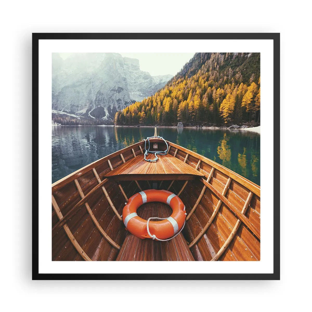 Poster in een zwarte lijst - Bergtocht - 60x60 cm