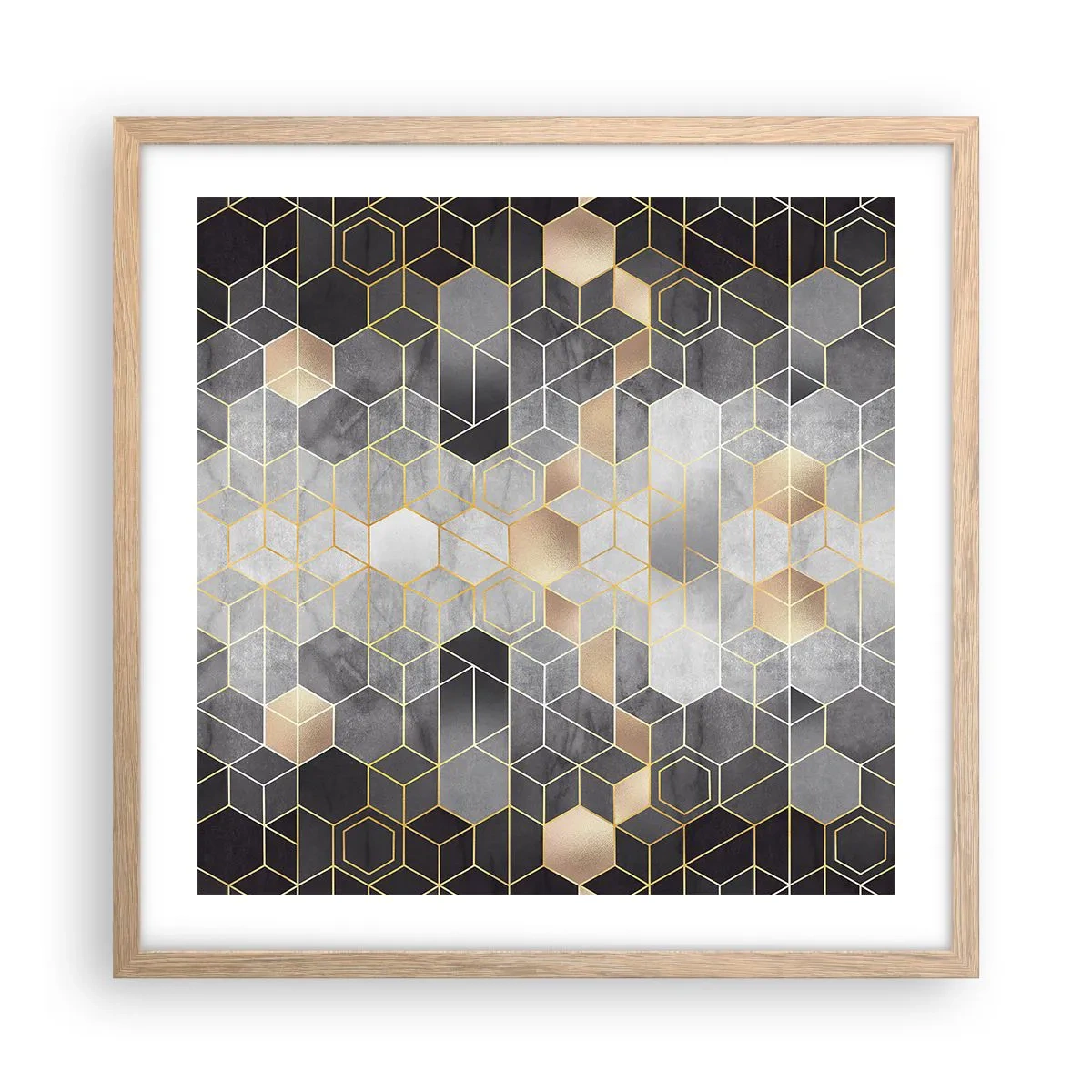 Een poster in een licht eiken lijst - Diamant samenstelling - 50x50 cm