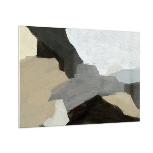 Schilderen op glas - Een moderne abstracte compositie in grijstinten - 70x50cm - Abstractie: het kruispunt van grijs - Moderne wanddecoratie voor woonkamer en slaapkamer ARTTOR