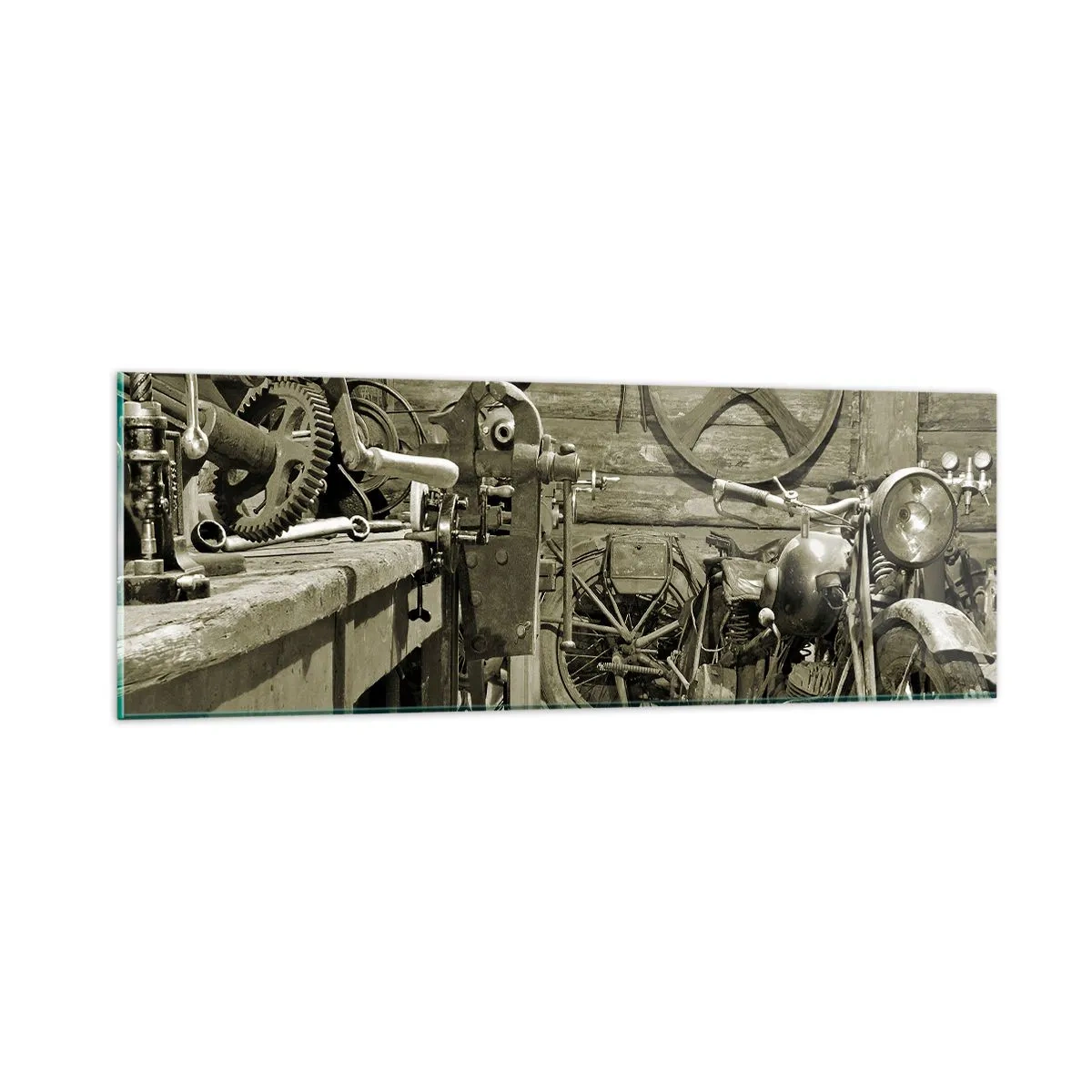 Schilderen op glas - In de schuur van oom Władek - 90x30 cm