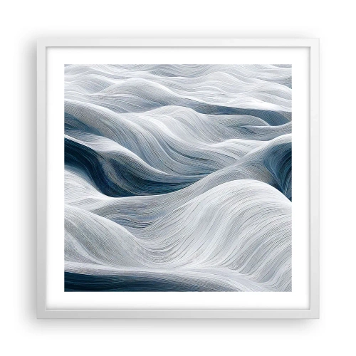 Poster in een witte lijst - Witte en blauwe golven - 50x50 cm