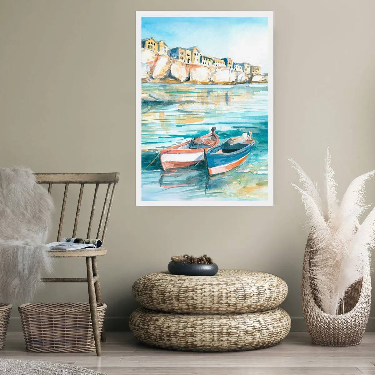 Poster - Azuurblauw landschap - 61x91 cm