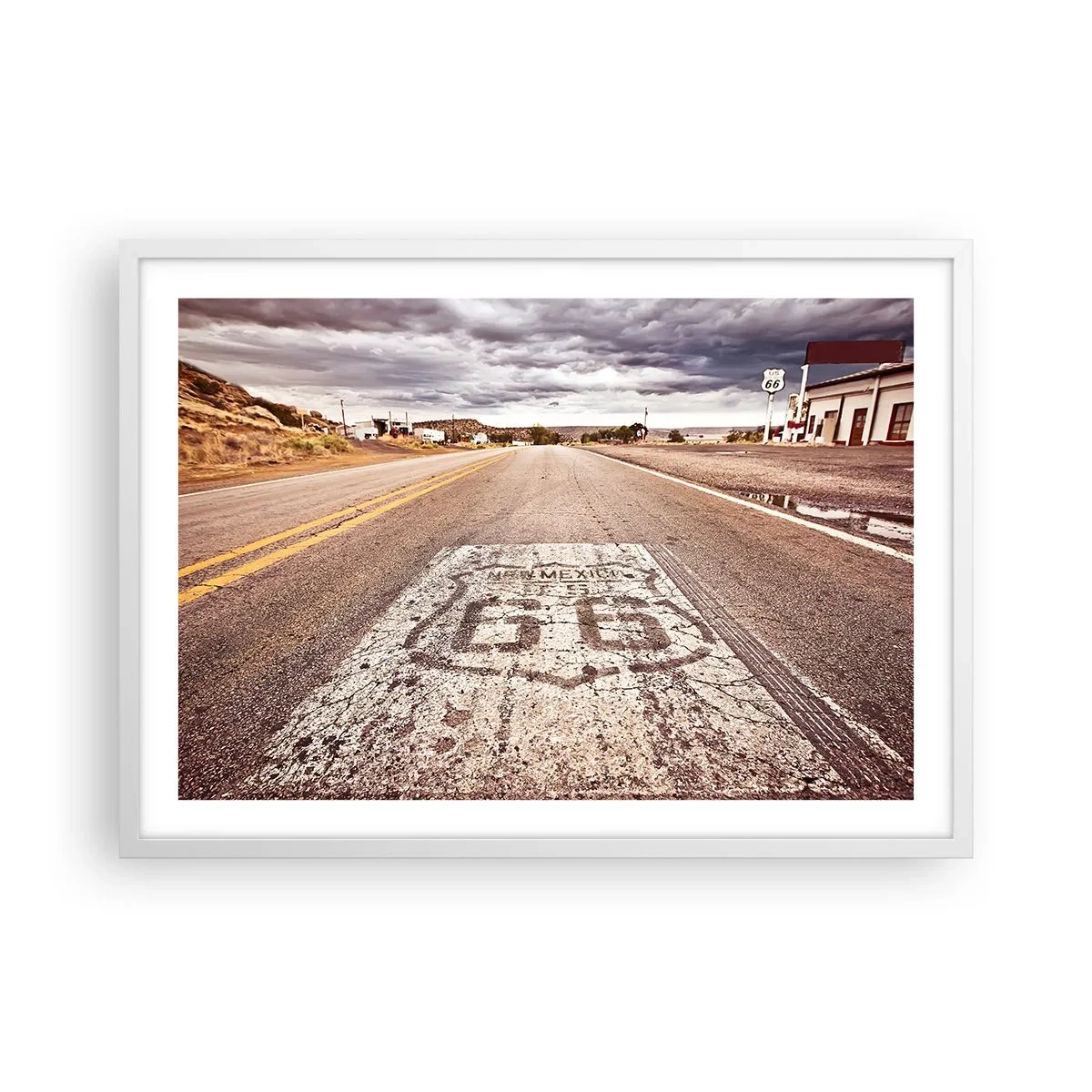 Poster in een witte lijst - Mother Road - een Amerikaanse legende - 70x50 cm