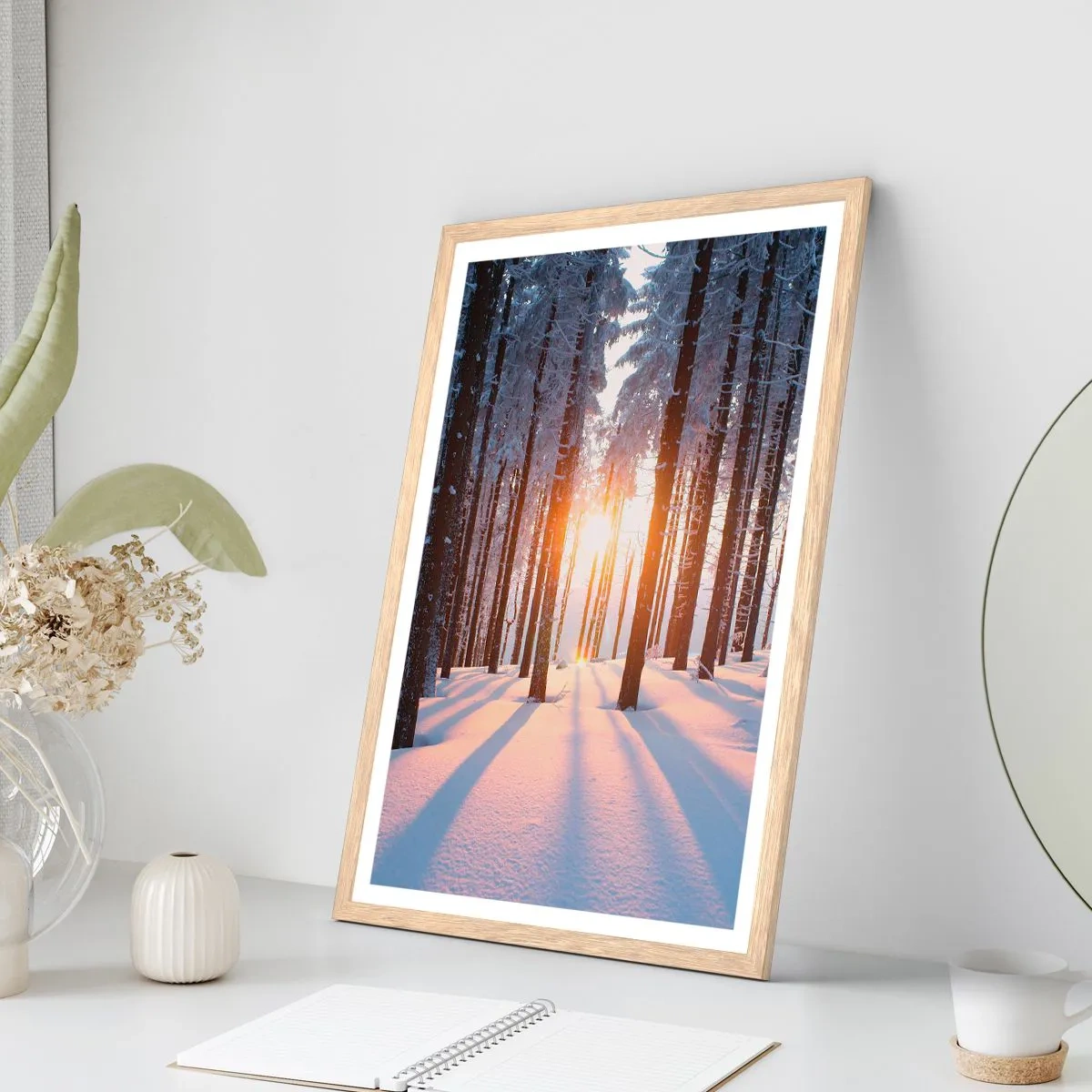 Een poster in een licht eiken lijst - Duidelijk in zwart-wit - 61x91 cm