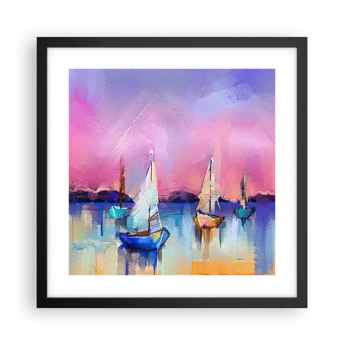 Poster in een zwarte lijst - Richting: breed water - 40x40 cm