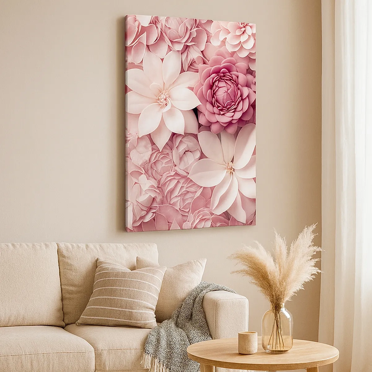Schilderen op canvas - In roze bloemblaadjes - 50x70 cm