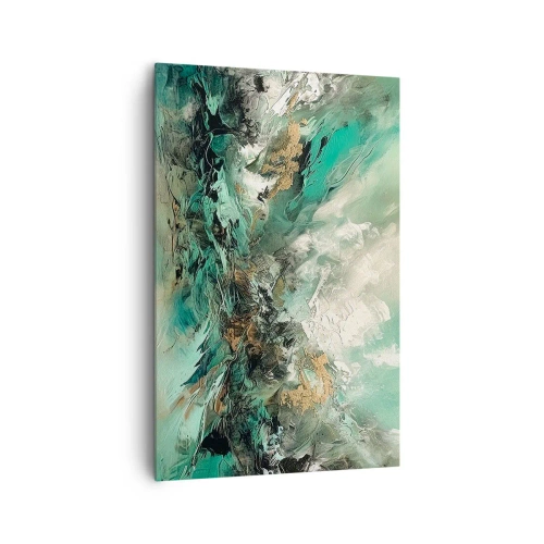 Schilderen op canvas - Emerald en zwarte branding - 80x120 cm