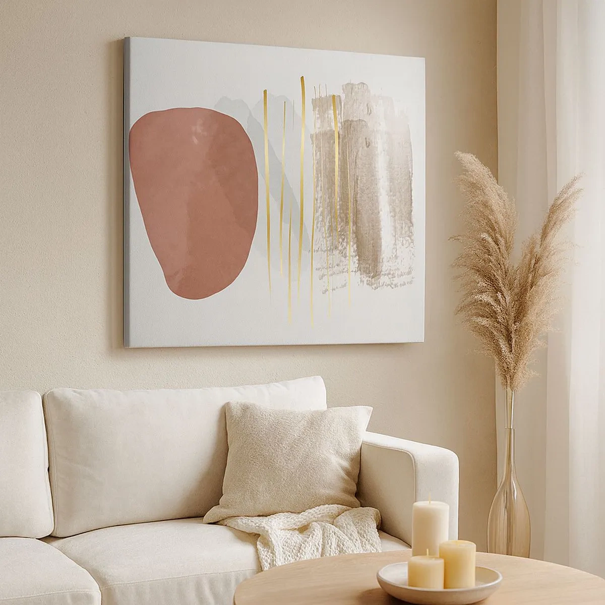 Schilderen op canvas - Abstracte zuilengalerij - 30x30 cm