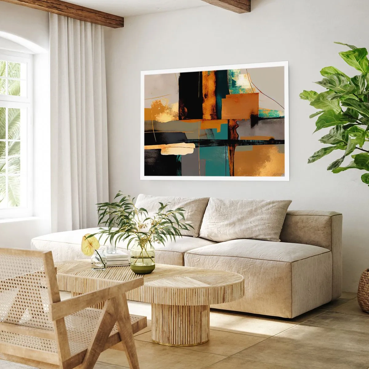 Poster - Abstractie – licht en schaduw - 100x70 cm