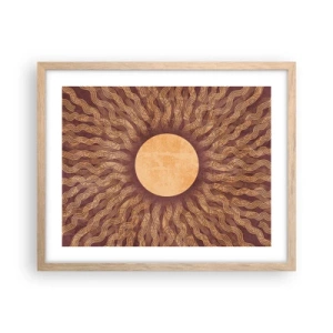 Een poster in een licht eiken lijst - Zon icoon - 50x40 cm
