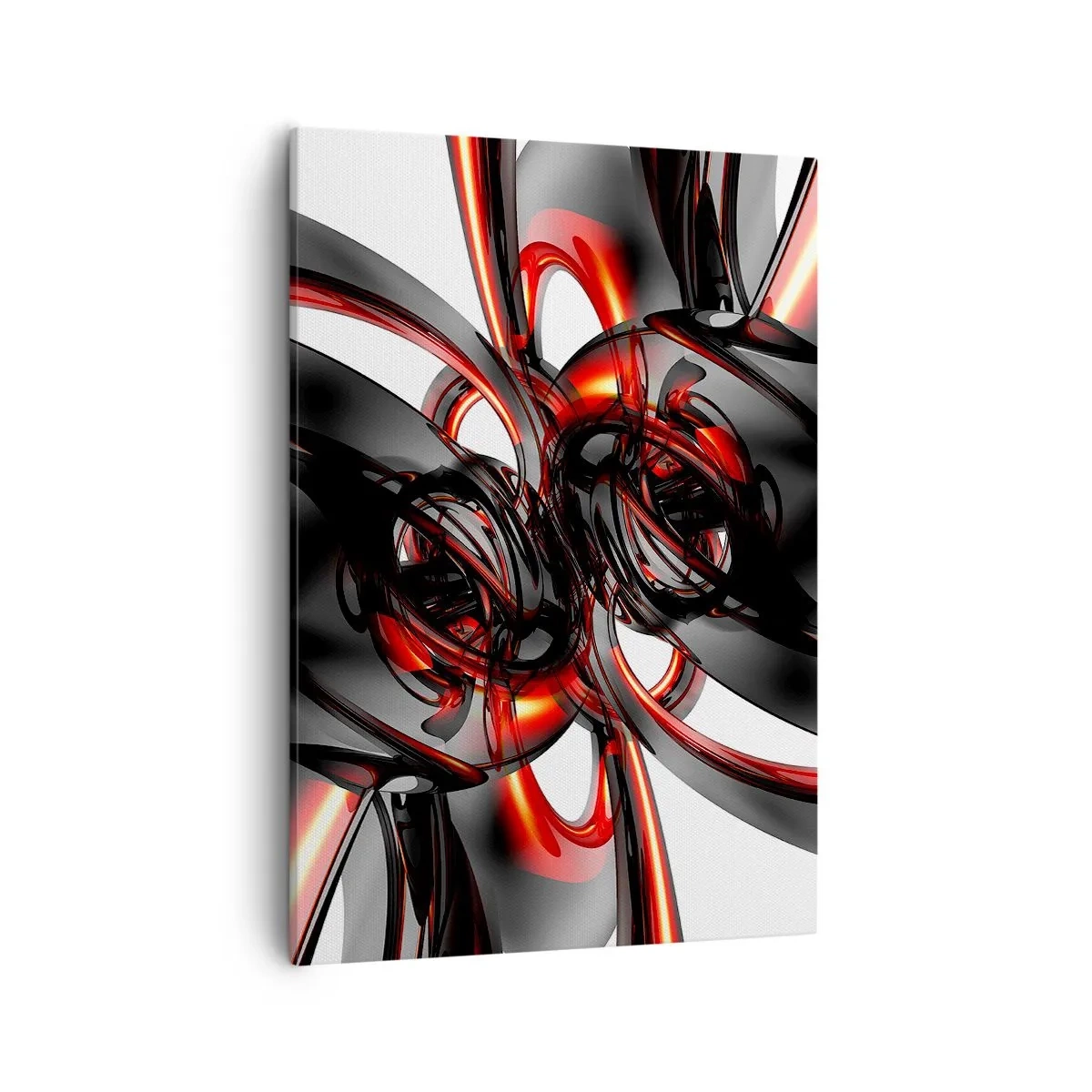 Schilderen op canvas - Beweging in grafiet en rood - 50x70 cm