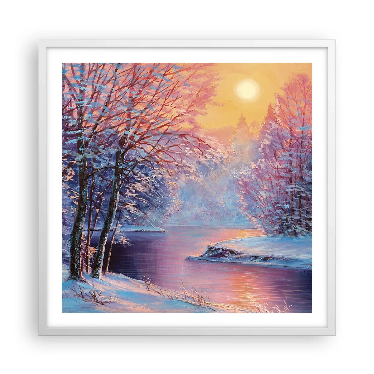 Poster in een witte lijst - De kleuren van de winter - 60x60 cm