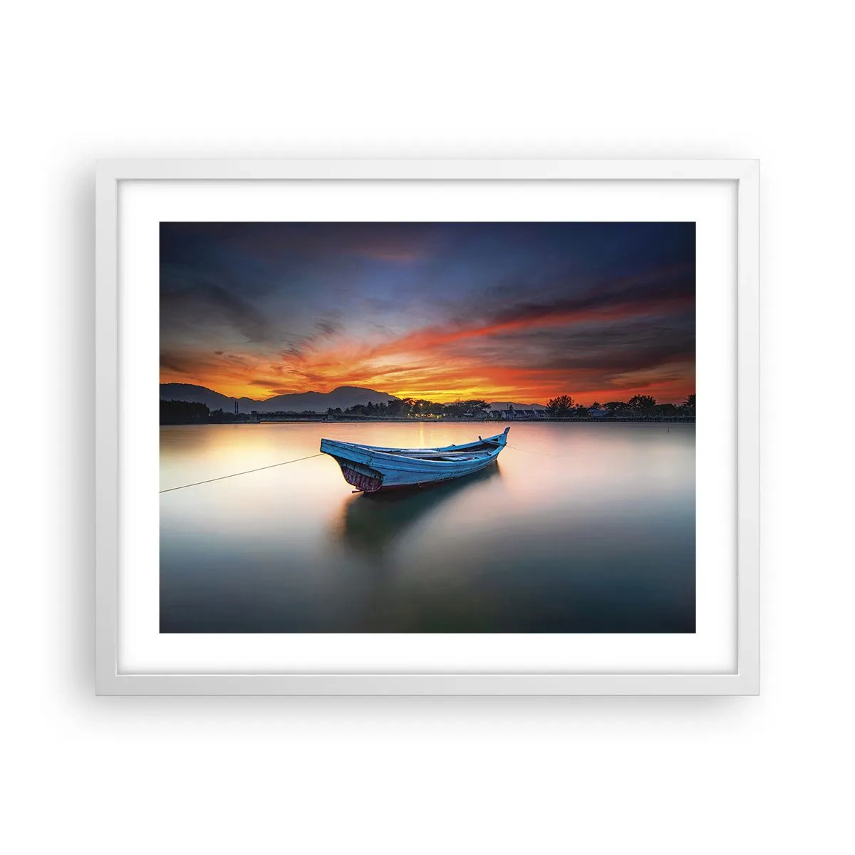 Poster in een witte lijst - Een goede nacht komt eraan - 50x40 cm