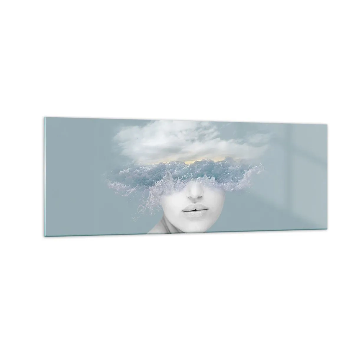 Schilderen op glas - Met hoofd in de wolken - 140x50 cm