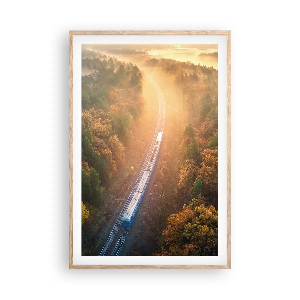Een poster in een licht eiken lijst - Herfst reis - 61x91 cm