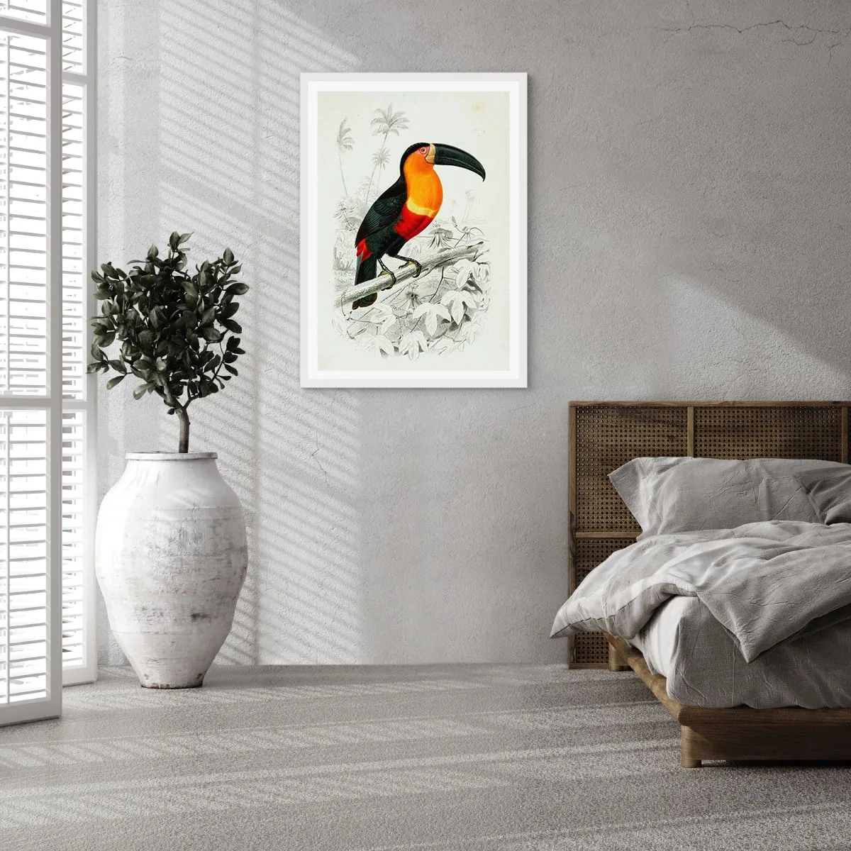 Poster in een witte lijst - Kleuren van vogels - 40x50 cm
