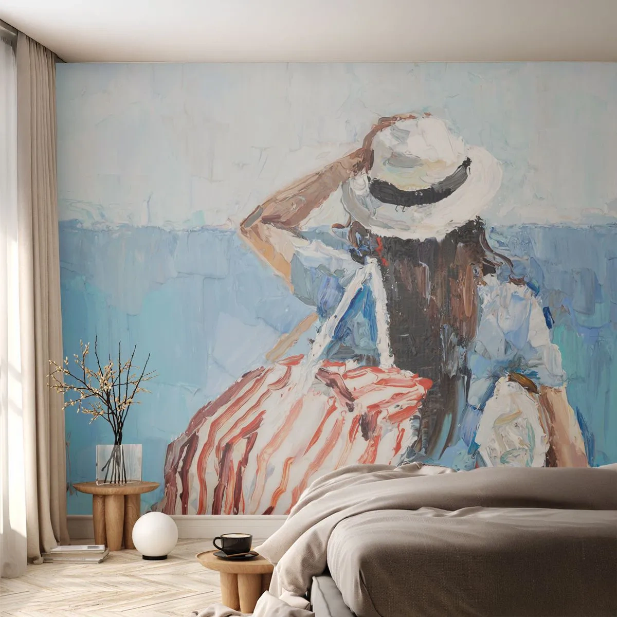 Zelfklevend Fotobehang Deluxe Sticker - Welkom bij je vakantie - Strand, Vrouw, Nautisch - 150x105 cm