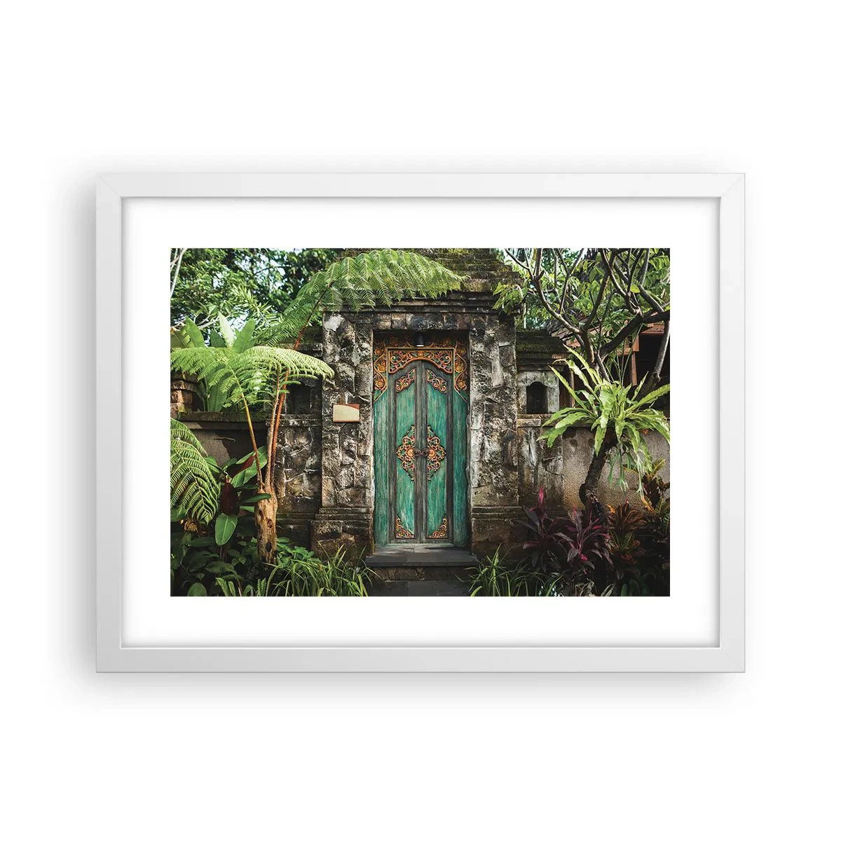 Poster in een witte lijst - Een deur naar een exotische wereld - 40x30 cm