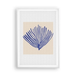 Poster in een witte lijst - Blauwe waaier - 70x100 cm