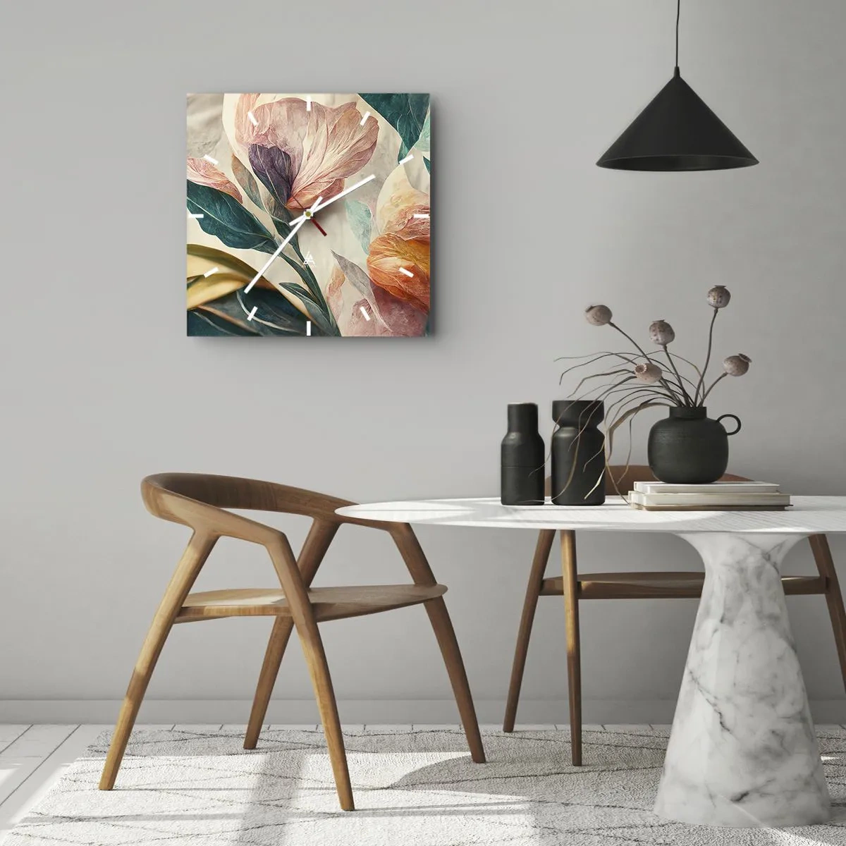 Wandklok - Klok - Bloemen van de zuidelijke eilanden - 30x30 cm