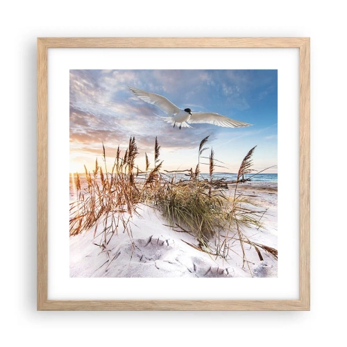 Een poster in een licht eiken lijst - Wind uit zee - 40x40 cm
