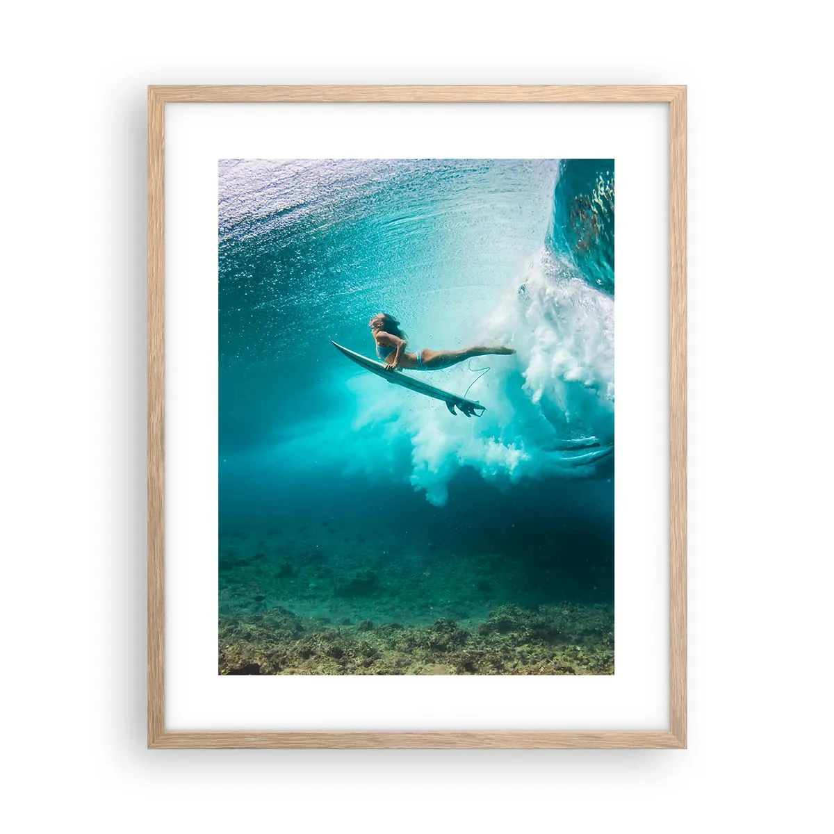 Een poster in een licht eiken lijst - Onderwaterwereld - 40x50 cm