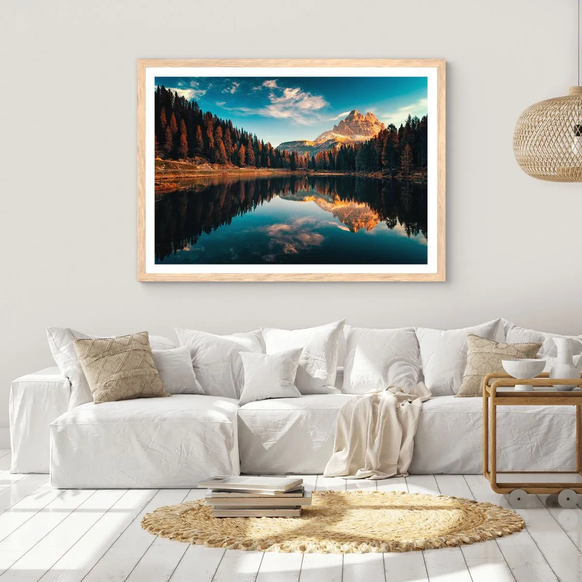 Een poster in een licht eiken lijst - Dubbel landschap - 70x50 cm