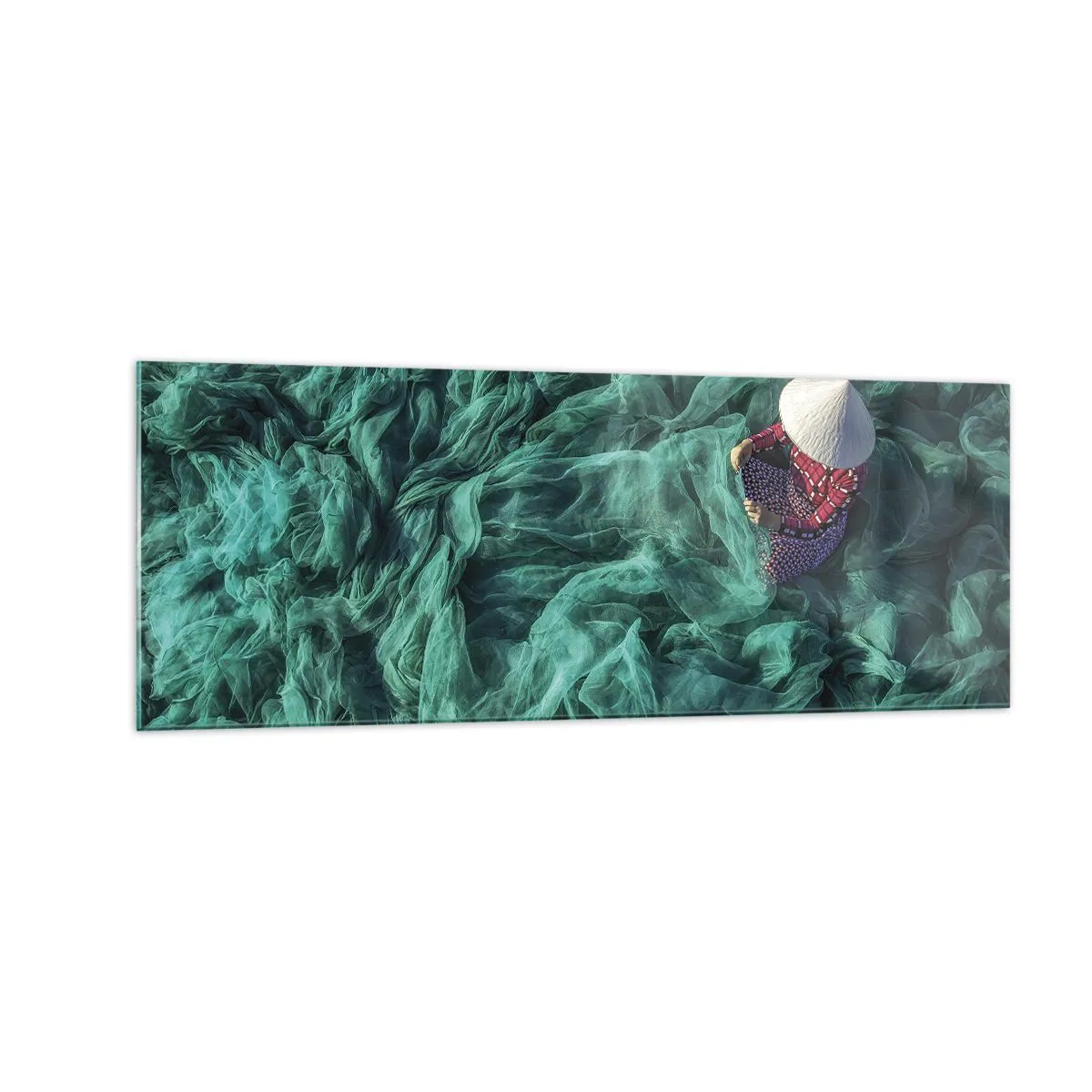 Schilderen op glas - In een zee van netten - 140x50 cm