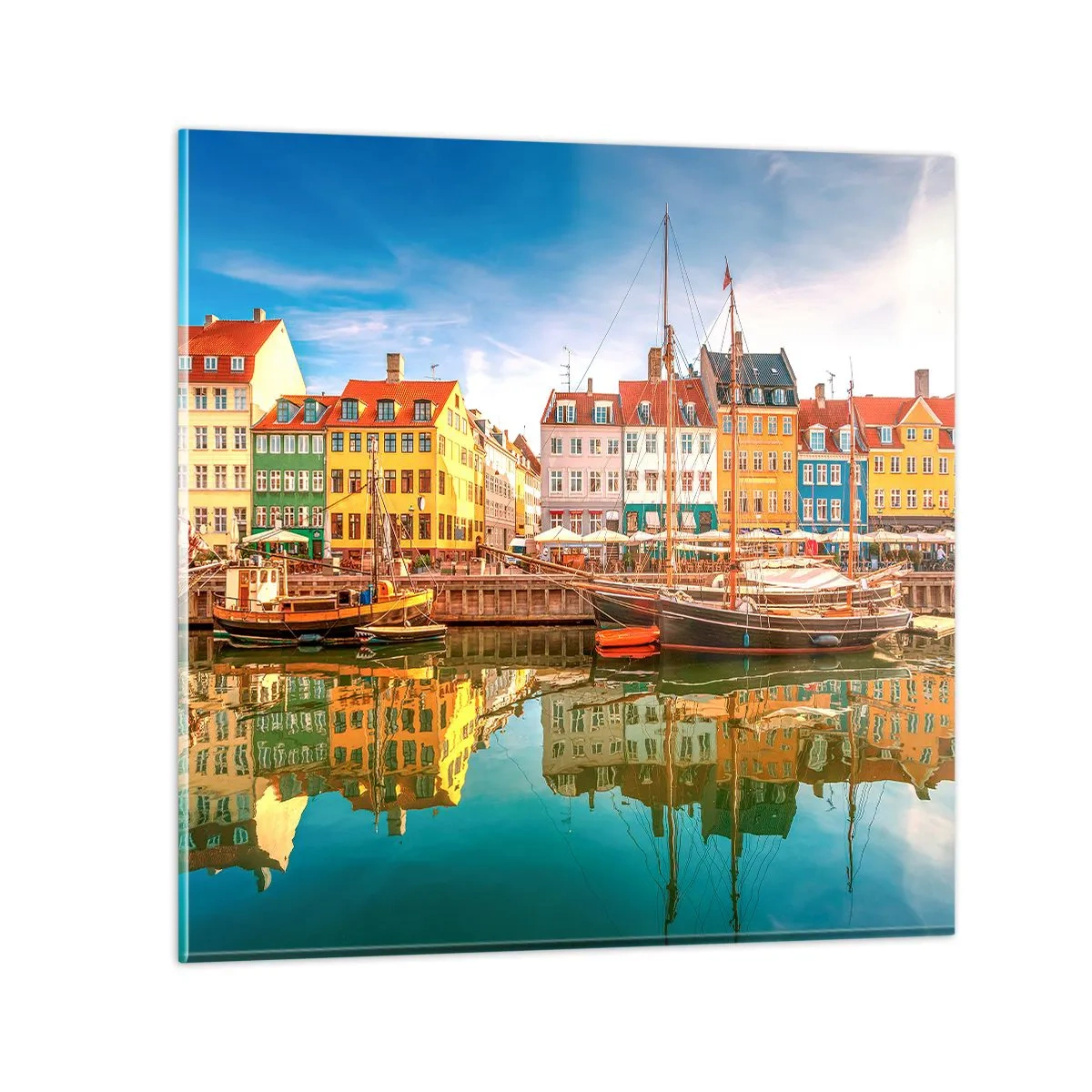 Schilderen op glas - Over het water zo glad als een spiegel - 60x60 cm