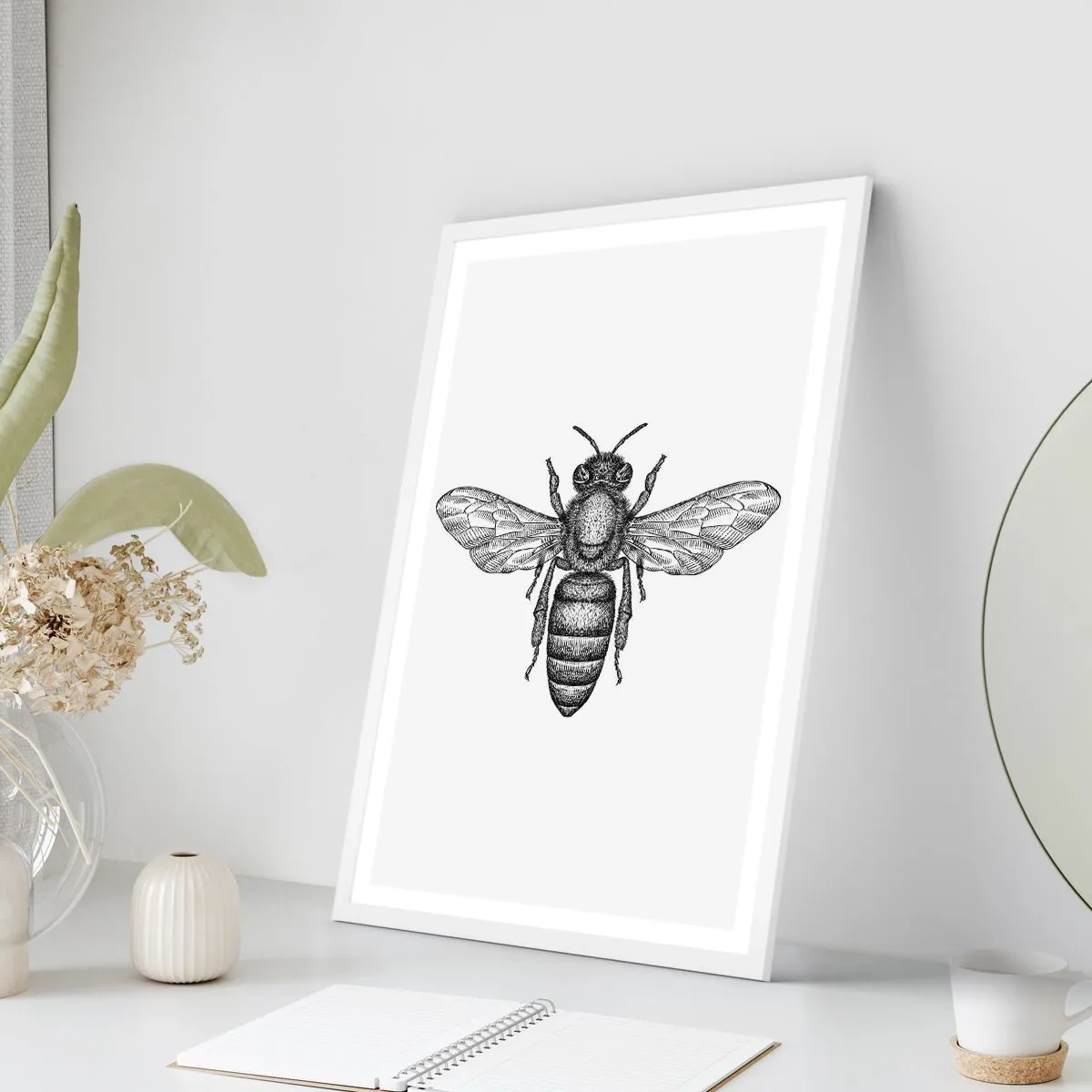 Poster in een witte lijst - Insectenportret - 30x40 cm