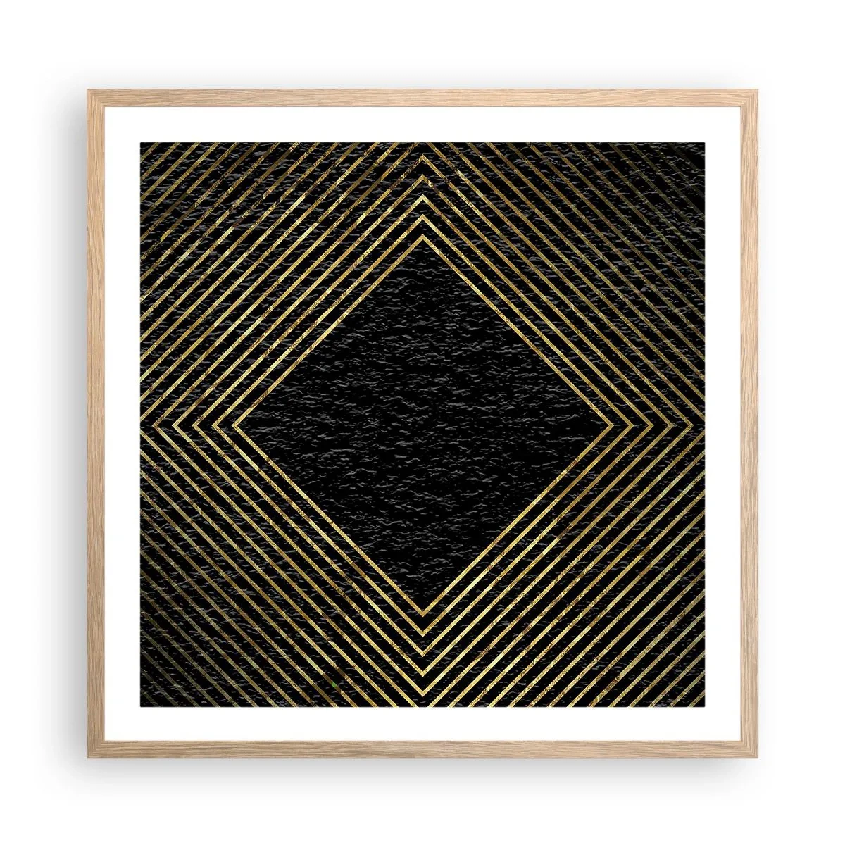 Een poster in een licht eiken lijst - Geometrie in glamoureuze stijl - 60x60 cm