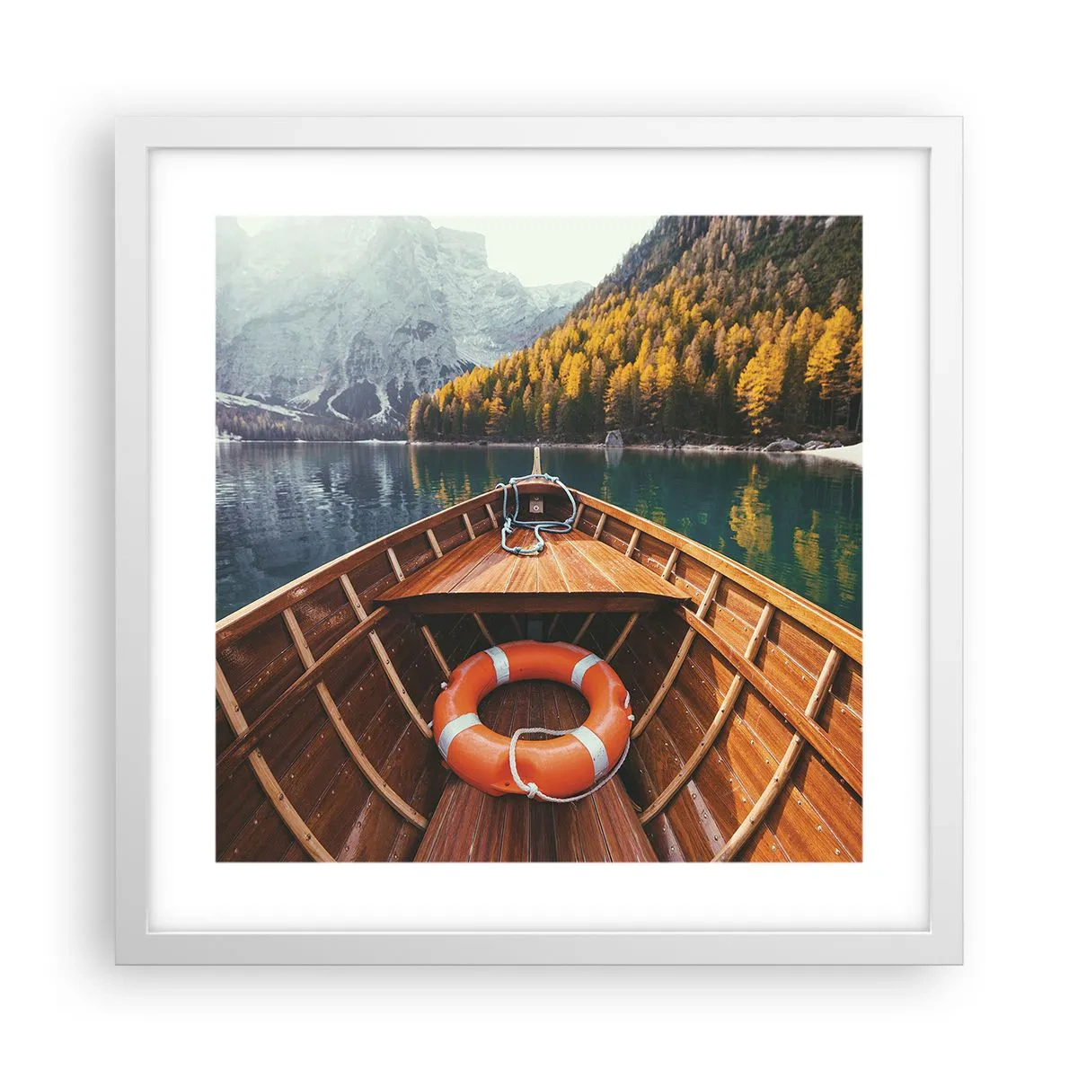 Poster in een witte lijst - Bergtocht - 40x40 cm