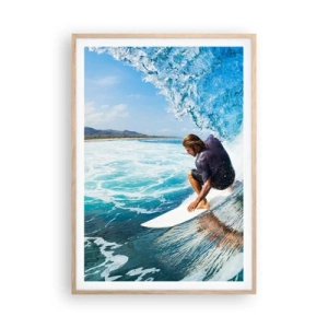 Een poster in een licht eiken lijst - Dansend met de golven - 70x100 cm