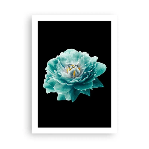 Poster - Blauwe en gouden bloemblaadjes - 50x70 cm