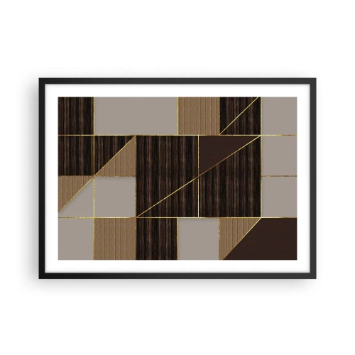 Poster in een zwarte lijst - Een mozaïek van bruin en goud - 70x50 cm