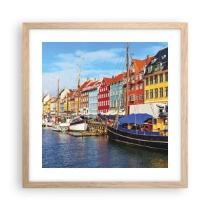 Een poster in een licht eiken lijst - Vrolijke werf - 40x40 cm