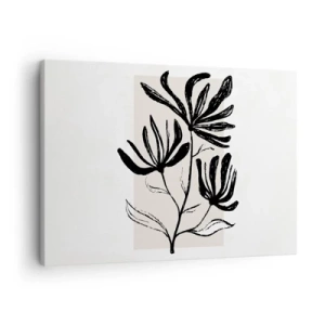 Schilderen op canvas - Minimalistisch zwart-wit bloemenmotief - 70x50cm - Schets voor het herbarium - Moderne wanddecoratie voor woonkamer en slaapkamer ARTTOR