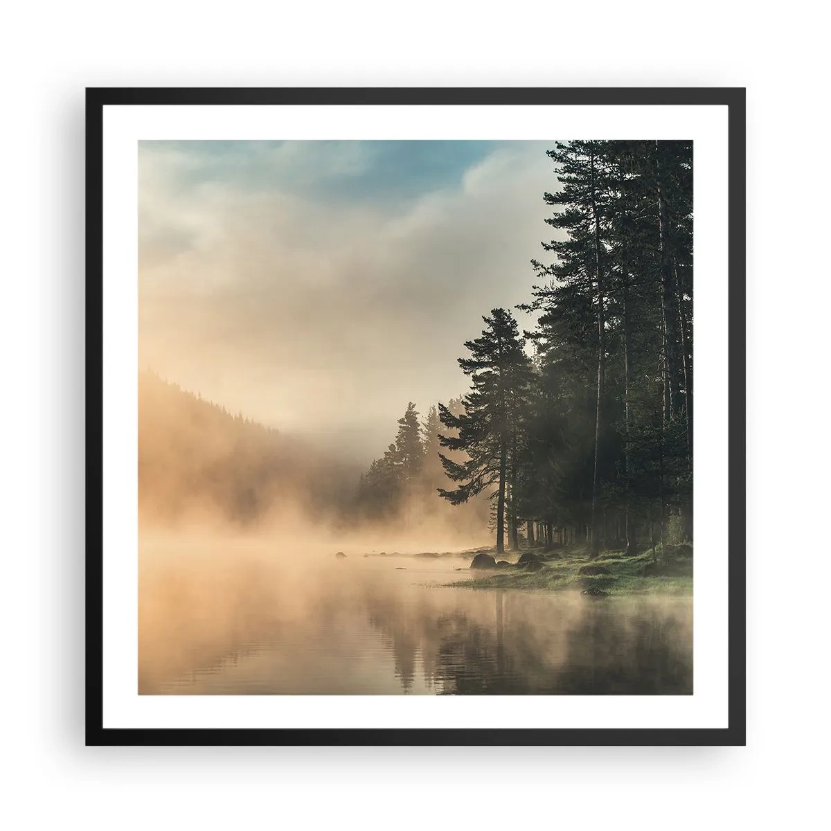 Poster in een zwarte lijst - De geboorte van de dag - 60x60 cm
