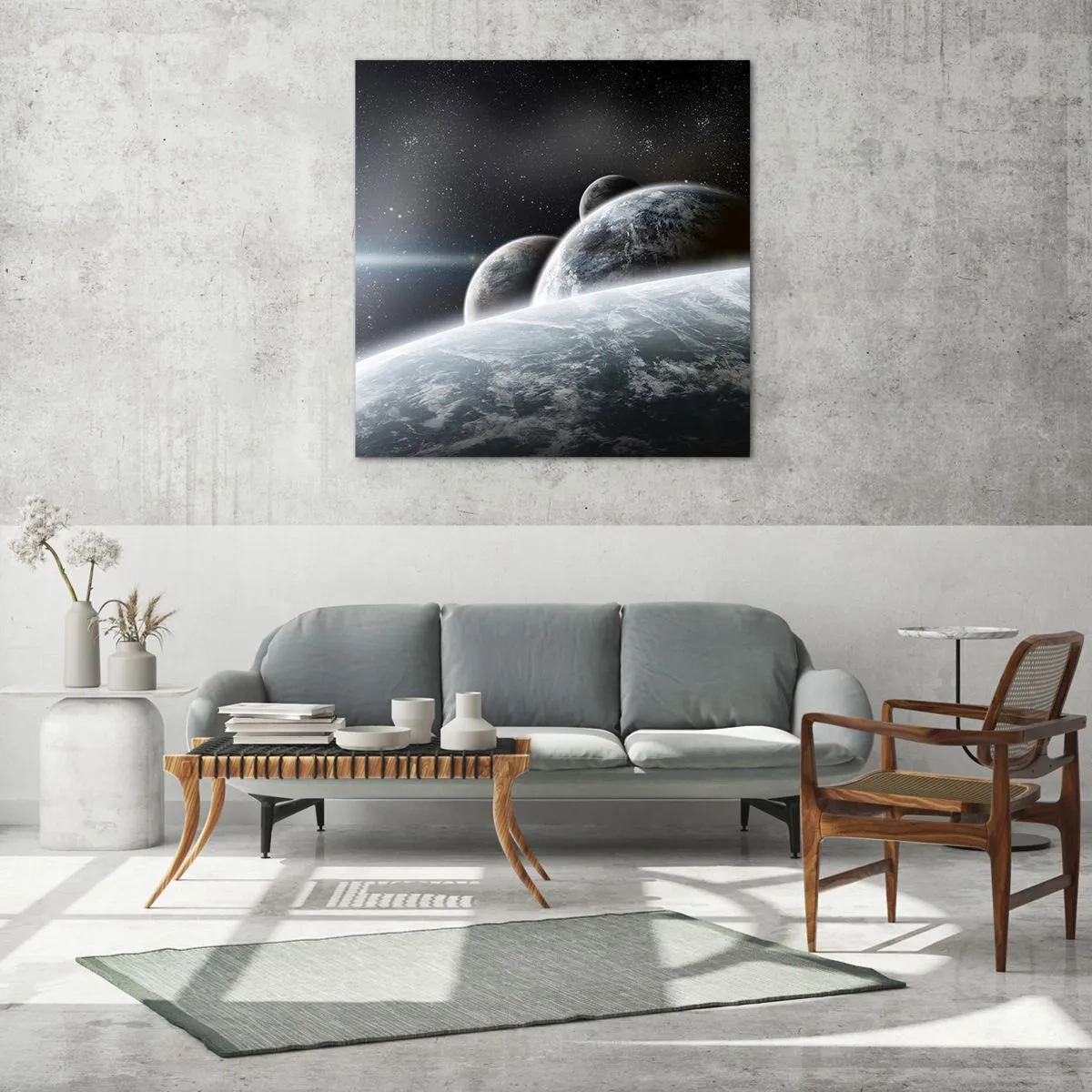 Schilderen op glas - Kosmische muziek van de sferen - 60x60 cm